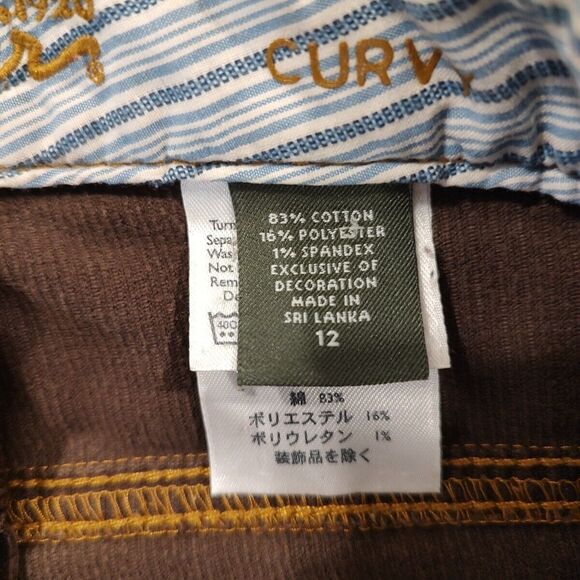 Eddie Bauer Womens Sz 12 Brown Curvy Straight Leg Corduroy Pants Mid Rise - Picture 4 of 11